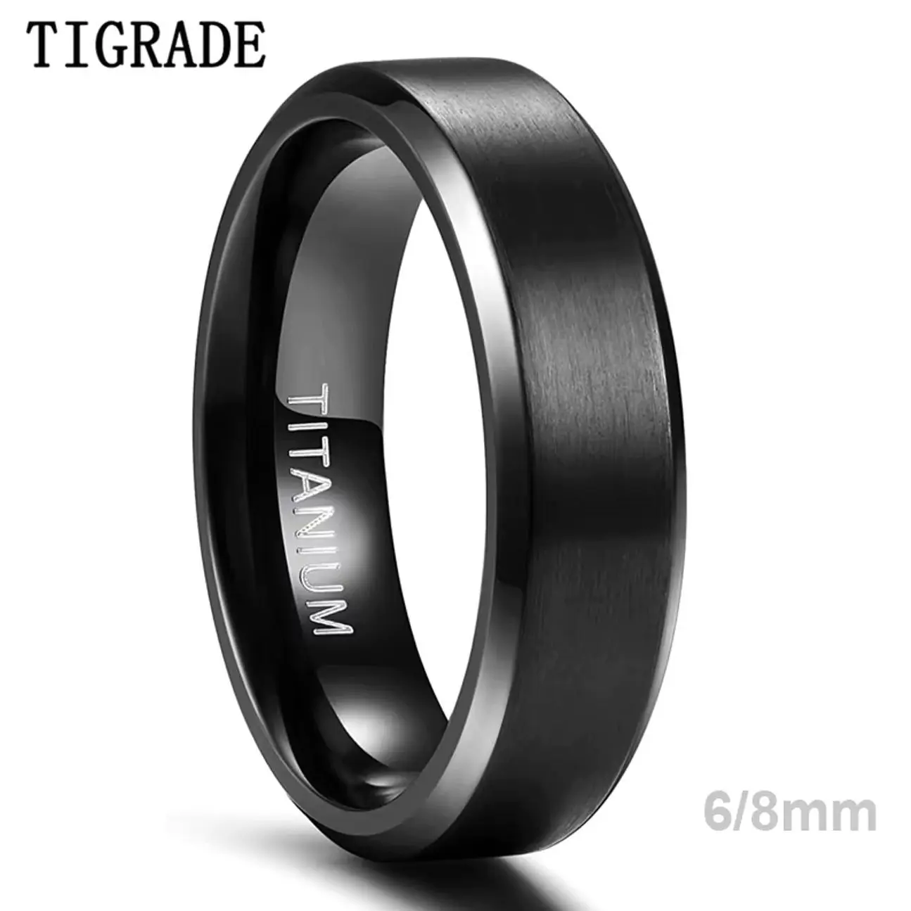 6mm-8mm Titanium Wedding Band, Matte Brushed Engagement Ring, Unisex Minimalist Couple Jewelry