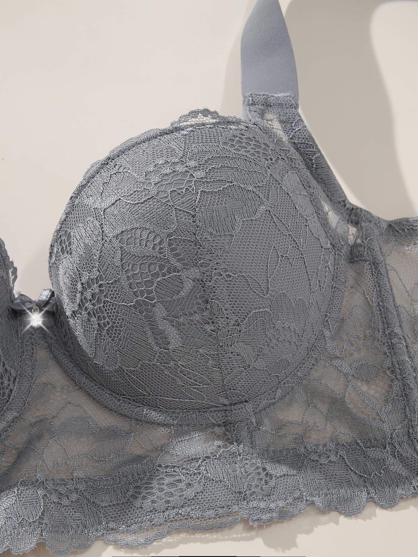 3PCS Lace Underwire Push-Up Bra - Anti-Sag, Wide Adjustable Straps, Comfort Breathable Elegance Elastic Lingerie, Versatile Wear Date Gift Bridal Everyday