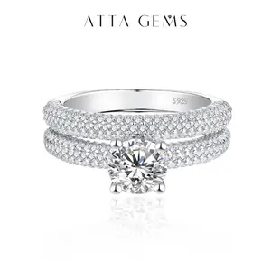 Stackable Synthetic Moissanite Matching Ring Band 1CT Engagement Rings For Women Fine Jewelry Birthday Gift R065