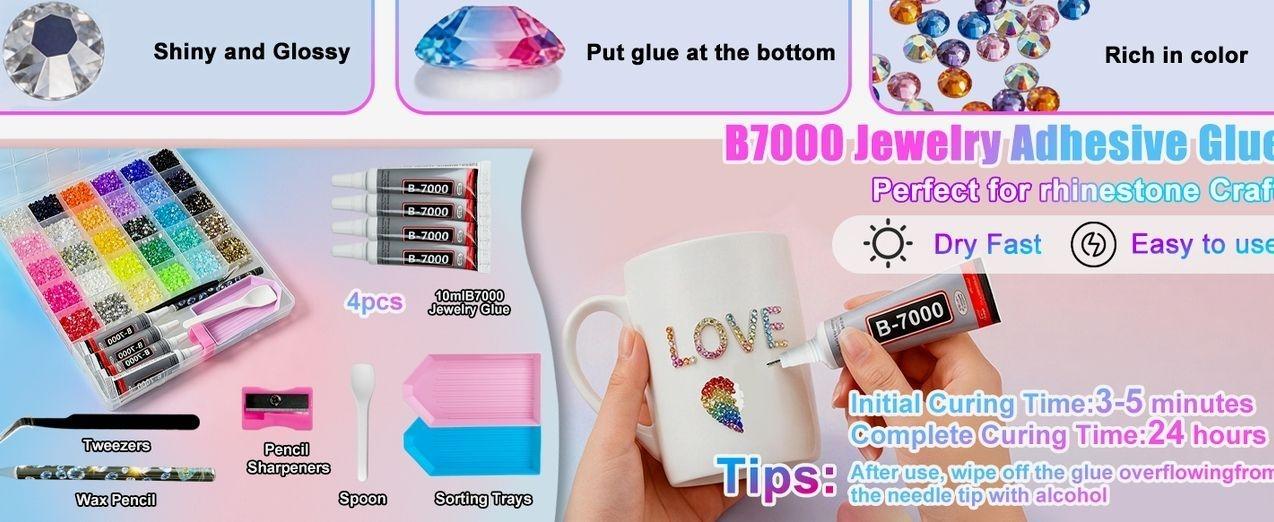 35000Pcs Jelly Rhinestones Bedazzling Kit, 30 Colors 3mm Flatback Rhinestones for Bedazzling with 4 Pcs B7000 Jewelry Glue & Tools，All-in-One Bedazzler Kit for Nail DIY Arts & Crafts Gifts