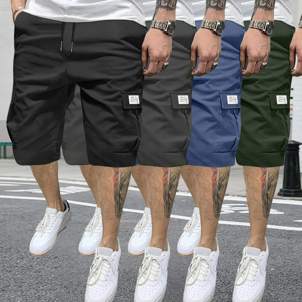 Black + Gray + Blue + Army Green