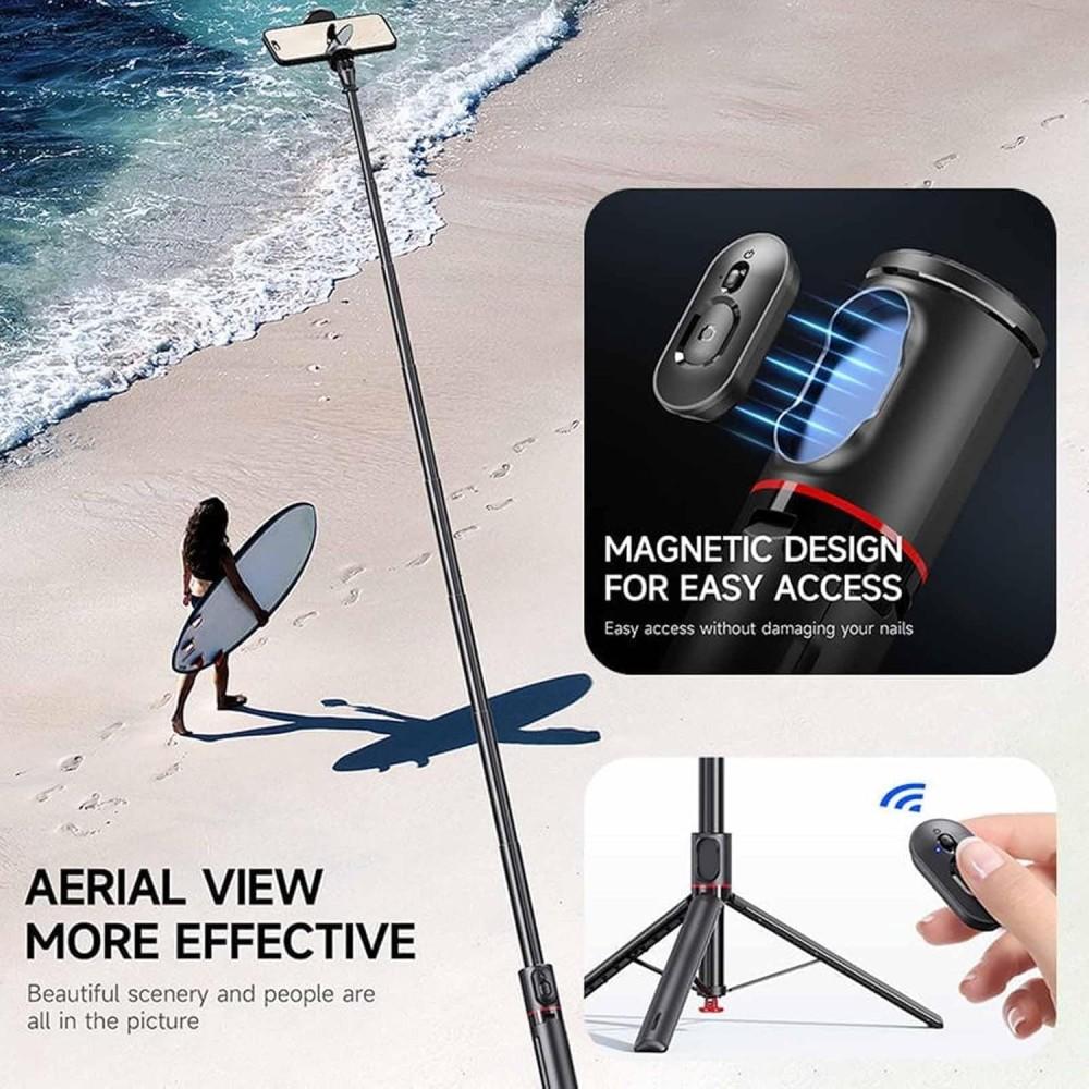 70" Auto-Open Selfie Stick Tripod with Remote Kit, 175mm(H) Telescopic Rod Aluminum Alloy, 360° Rotatable Stable Travel Portable Phone Holder Stand Mount for Vlog/Video Record/Live Stream, Universal fits for iPhone 17 16 15 Pro Max Samsung Galaxy Series