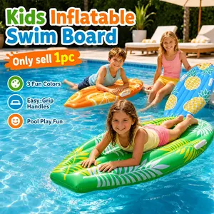 Inflatable Body Board for Kids Fruit Tropical Style, 45.3 x 15.7in Lightweight PVC Surfboard Pool Floaties with Easy Grip Handles, Swim Practice Kickboard Pool Raft for Summer Pool Beach, Surf Party, Luau Hawaiian Water Fun