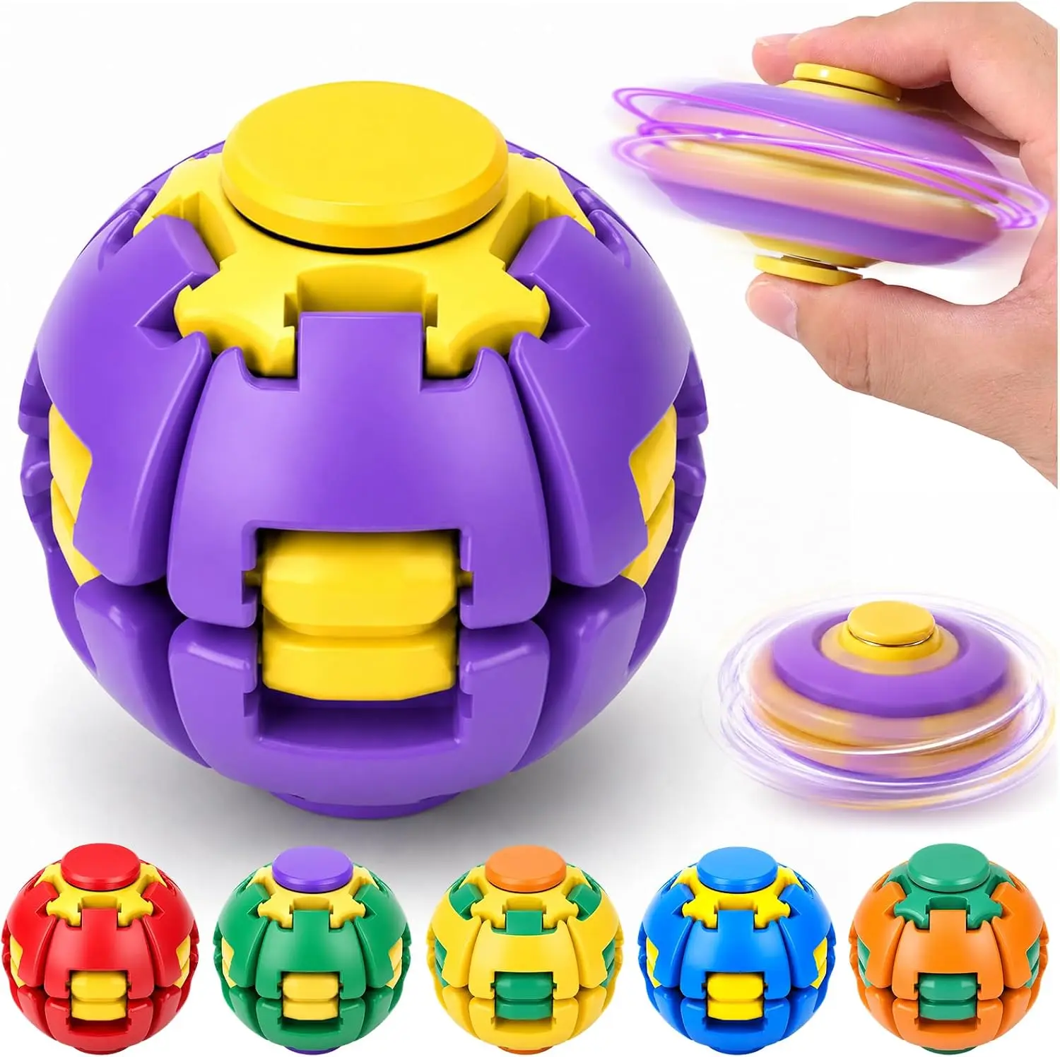 3D Rotating Ball,Fidget Spinner Helix Core Stress Ball, Sensory Toy for Anxiety Relief, Office Desk Fidgets for Adults Teens