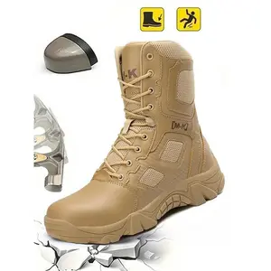 Men’s outdoor safety work boots, durable steel toe boots, anti-impact and anti-puncture shoes, fashionable men’s work shoes, Closed Gift