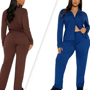 JointlyCreating  Pajama Sets Women Classic Long Sleeve Button Down Sleepwear Soft Pjs Lounge Sets