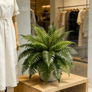 2pcs Luxury Large Artificial Boston Fern, Realistic Greenery for Outdoor, Home Office, Garden, Wedding Anniversary, Summer Decor