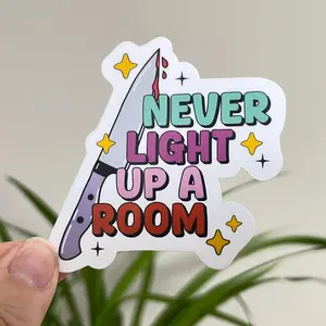 Never Light Up A Room Sticker, Murder Mystery Stickers, Dateline Stickers, Murderino, True Crime Sticker, Never Light Up A Room, True Crime Meme Gift