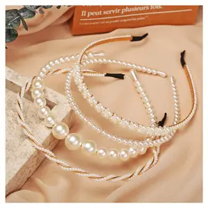 4 Pack Pearl Headbands for Women – Rhinestone Bridal Hair Accessories