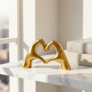 Heart Shaped Hand Sculpture, Modern Decorative Statue for Home, Office, Desktop, Bookshelf, Wine Cabinet Display, Elegant Resin Ornament, Exquisite Contemporary Art Piece, Perfect Gift, Stylish Home Decor Accent, One-Piece Figurine