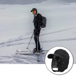 3 in 1 Winter Trapper Hat Windproof Faux Fur Lined Trooper Hunting Hat with Ear Flaps and Face Cover for Men Women