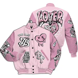 Varsity Jacket Match Orchid 4s, Lover Loser Custom Name Graphic, Unisex Oversized Streetwear Baseball Jacket Gift
