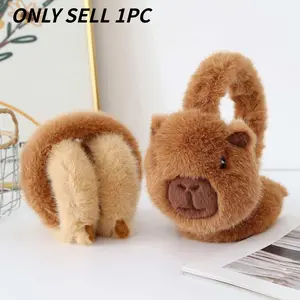 Cute Plush Winter Ear Muffs with Cartoon Design, Foldable Capybara Style for Cold Protection, Soft Warm Earmuffs for Kids and Adults, Ear Protectors
