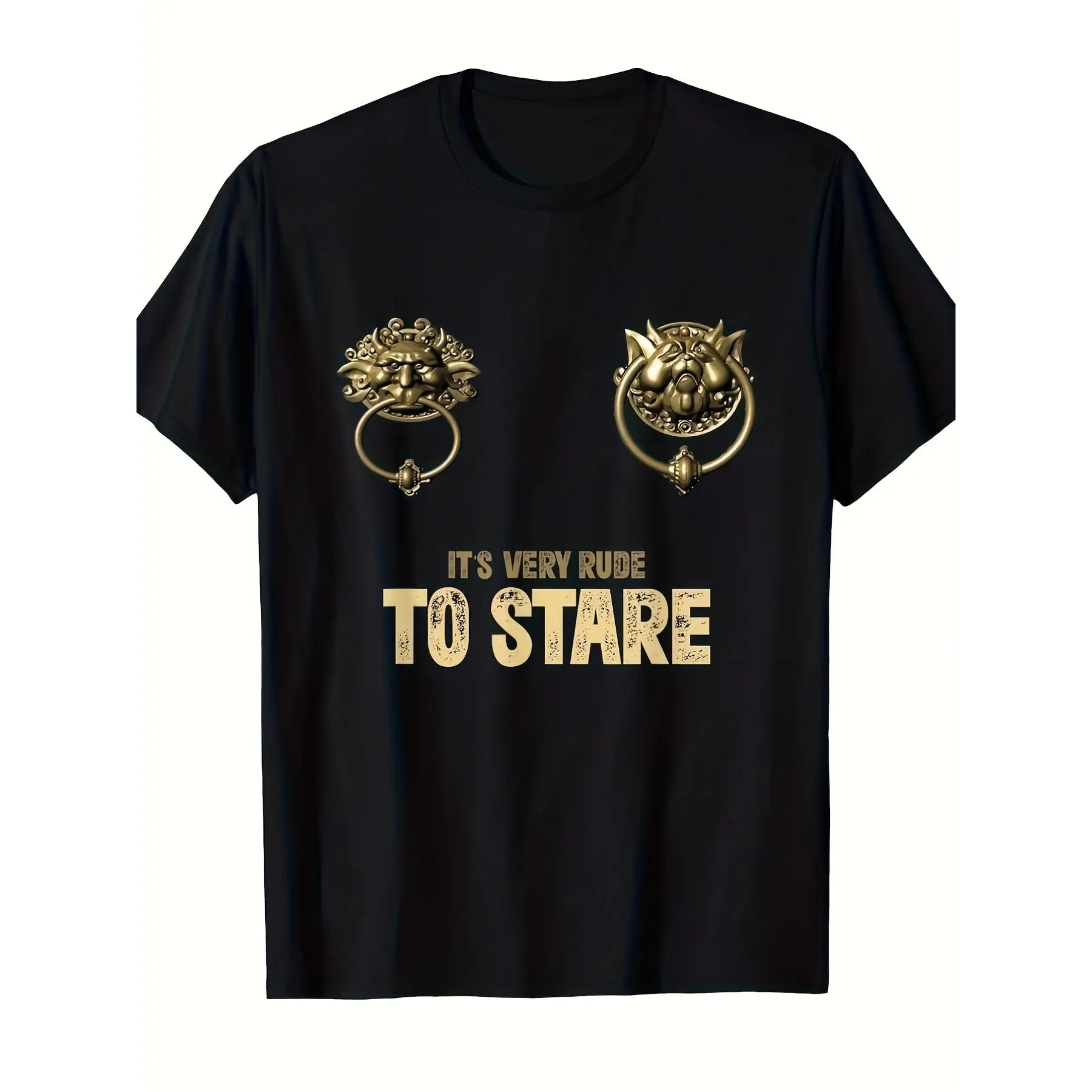 Vintage Labyrinth Movie T-Shirt for Men - 80s Retro Graphic Tee with ‘It‘s Very Rude to Stare‘ Slogan & Jareth Design, Loose Fit Cotton Shirt for Movie Fans & Nostalgic Style Casual Crewneck boho t shirts women oversized tshirt women