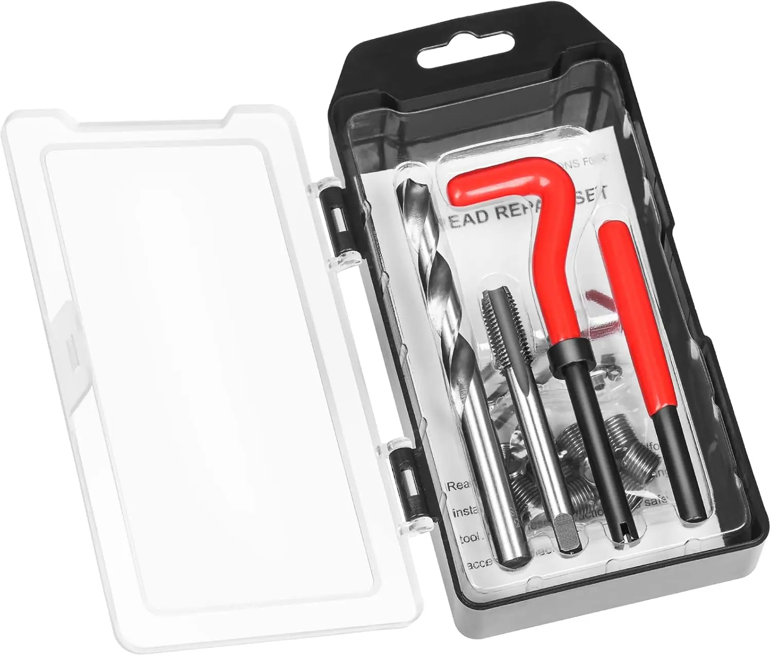 15 count Metric Thread Repair Insert Kit M10*1.0mm Drill Bit Taps Tool Set for Internal Screw Holes Repairing(Red)