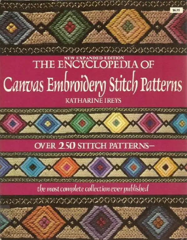 Used Crafting Book - The Encyclopedia of Canvas Embroidery Stitch Patterns by Katharine Ireys, Soft Cover, 170 Stitch Patterns, 1.6 lbs, English Language