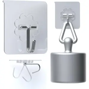 Heavy Duty Hook 24 Pack Self Adhesive Hooks for  Wall Hooks Transparent   Adhesive Sticky Hook for Kitchen Curtain, Towel Bathroom,Coat Shower Door Utility No