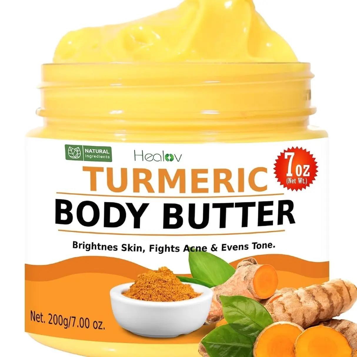 Turmeric Face Cream – All Natural Skin Brightening Lotion – Turmeric Whipped Body Butter for Dark Spots, Hyperpigmentation – Turmeric Skincare Cleanses, Fights Acne, Evens Tone, Scars, Sun Damage