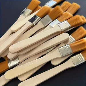 6pcs Durable Nylon Paintbrush Set for Acrylic and Gouache Painting, Short Wood Handles, Ideal for Wall Painting and Art Projects