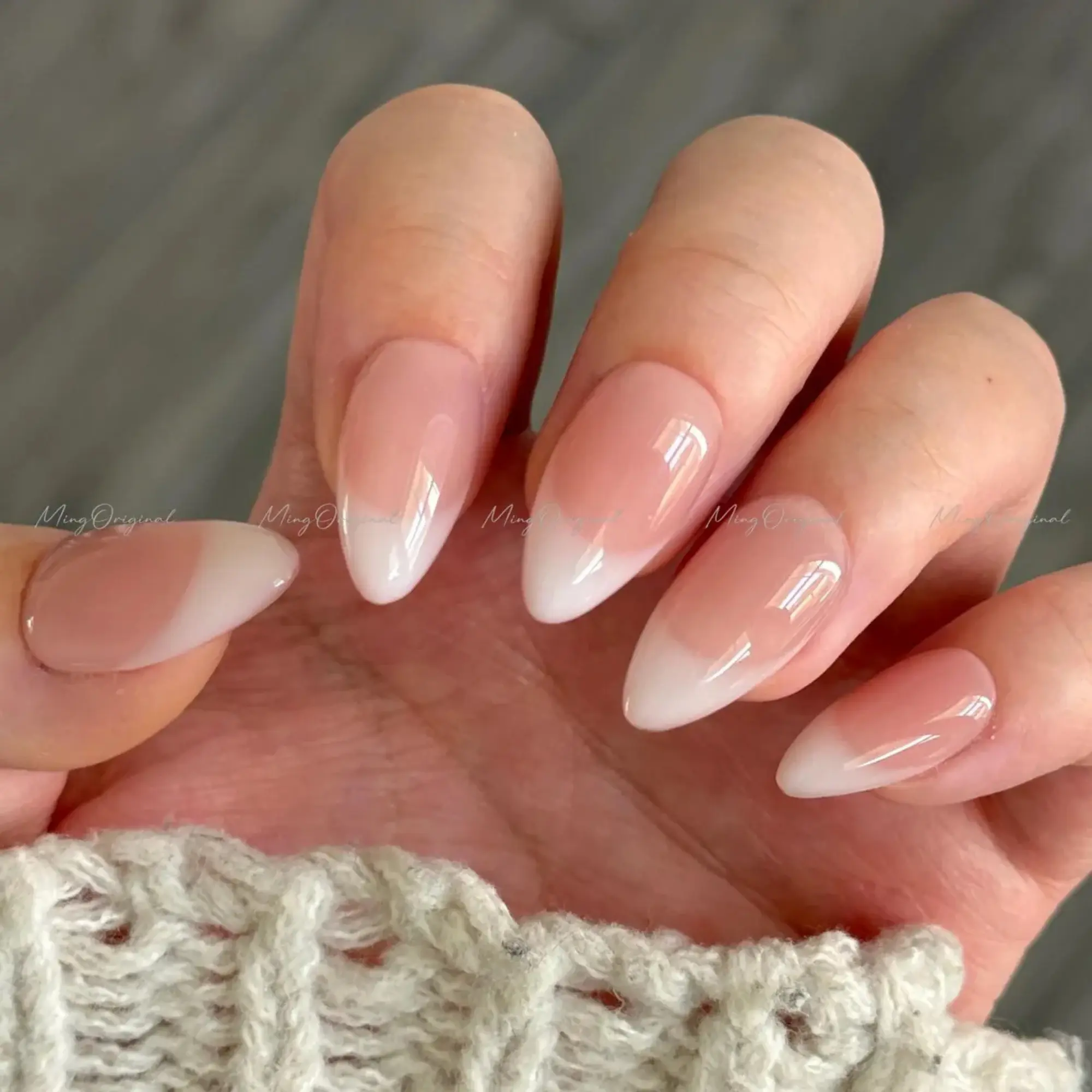 Milky french tip natural press on nail, Premium Hand paint Nails, milky white Fake nails, Handmade milky jelly nail, gift for her.