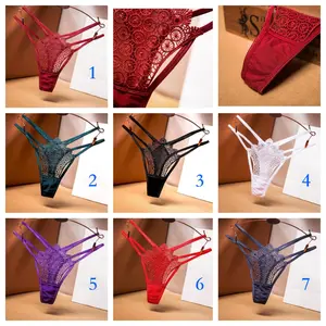 7PCS French Crossover Ice Silk Thong Women's Athletic Sheer Low Rise Thin Strap Seduction Sexy Panties Lingerie Underwear G String Womenswear Basic Breathable Seamless Knicker