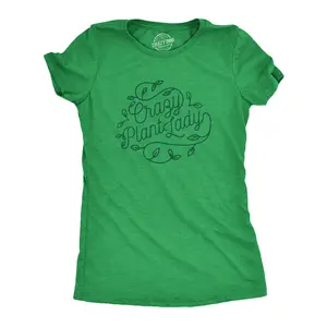 Womens Crazy Plant Lady T Shirt Funny Gardening Tee Gift for Gardner Funny Womens T Shirts Cute Vintage Fashion Casual Ladies T-Shirt Gift  Tops for Women Funny Camping Top Women's Novelty Tees Green
