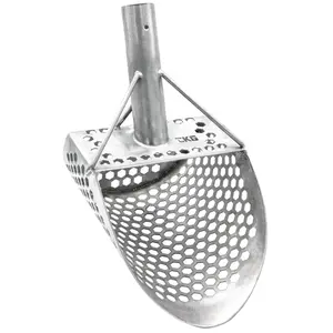 CKG 9 X 6 SAND SCOOP W/ CARBIN FIBER TRAVEL HANDLE METAL DETECTING SCOOP STAINLESS STEEL WITH HEXAGON HOLES