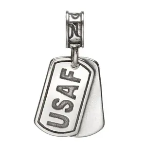925 Sterling Silver United States Air Force Dog Tag Charm USAF