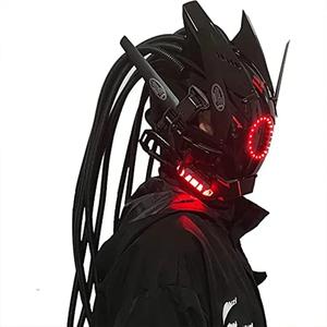 2024 punk style led light up hair braid mask, led mask, battery powered cosplay mask with led lights for festive party graduation cosplay, mask lights, mask with lights, mask men gifts (without battery) mask lights