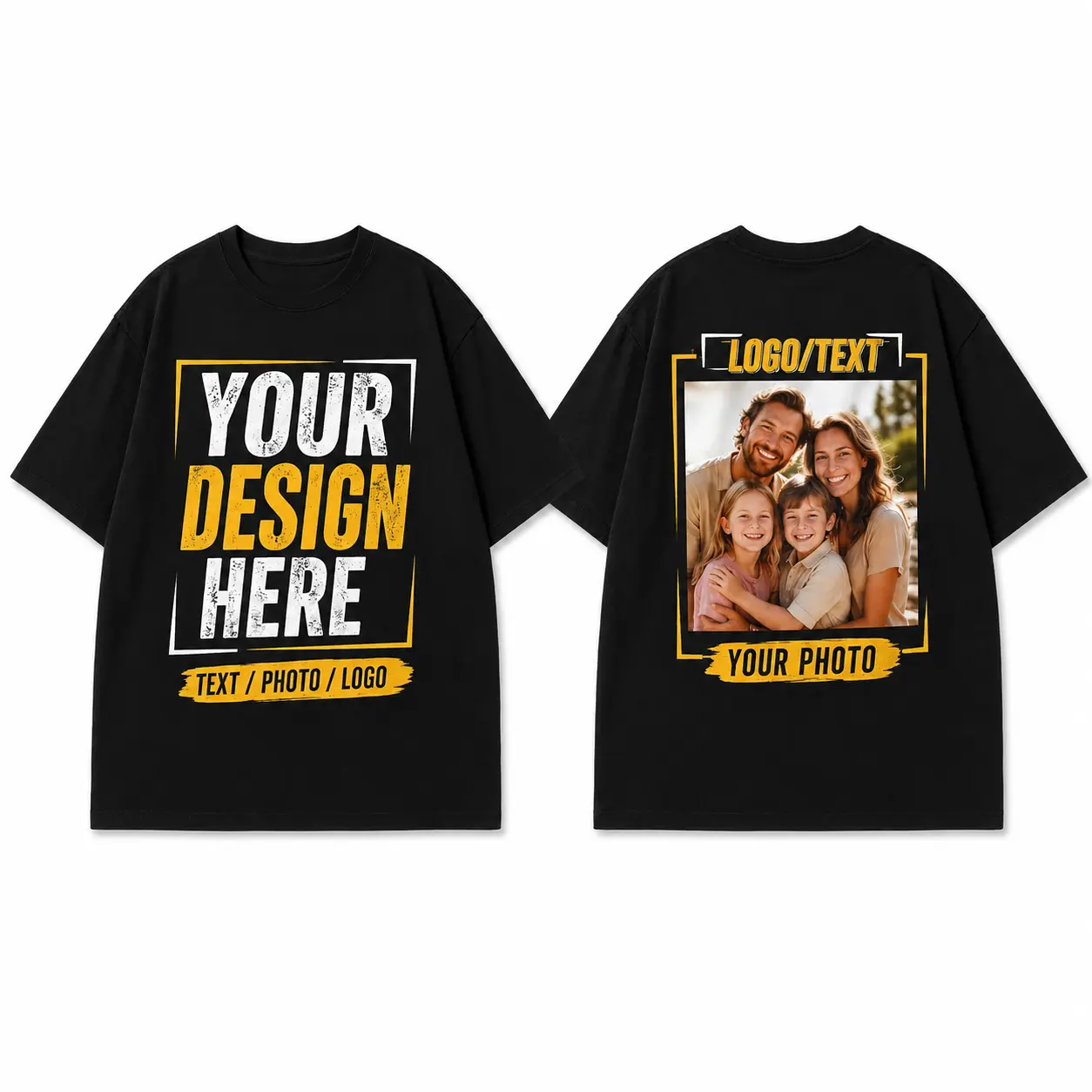 Custom T Shirts for Men Women, Personalized 100% Cotton T-Shirt with Photo Logo and Text, Design Your Own Shirt