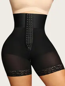 CZXMY Strapless Fajas Colombianas for Women Tummy Control Body Shaper Shorts with Butt Lifter & Zipper Crotch High Waist Lace Trim