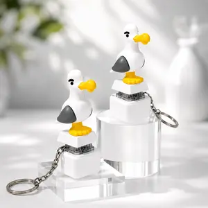 2Pack Seagull MINE! Button Keychain with Real Sound Effect and LED Light, Funny Interactive Gift for Friends & Family