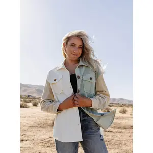 COLORBLOCK CORDUROY SHACKET // IVORY/SAGE