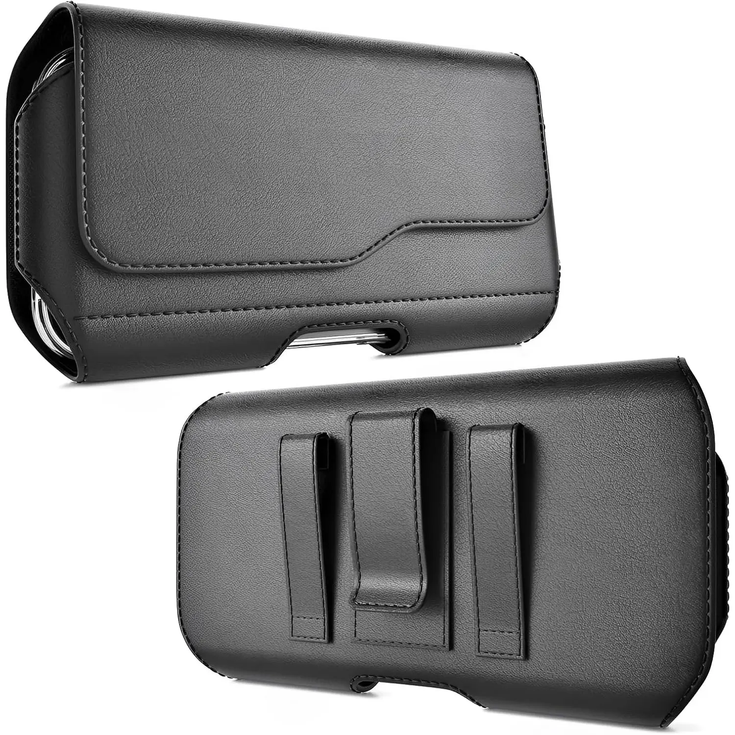 Holster for  17 Pro, 17, 16, 16e, 16 Pro, 15, 15 Pro, 14, 14 Pro, 13, 13 Pro, 12, 12 Pro - Leather Belt Case  Closure Pouch (Fits  Symmetry/Aneu Case)(Medium)