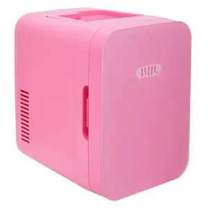 KEANO 6 Liter/8 Cans Mini Fridge for Bedroom, Office, Dorm & Car, Portable Small Refrigerator for Skincare, Makeup, Beverage, Drinks, Thermoelectric Cooler & Warmer, Glass Door, Pink