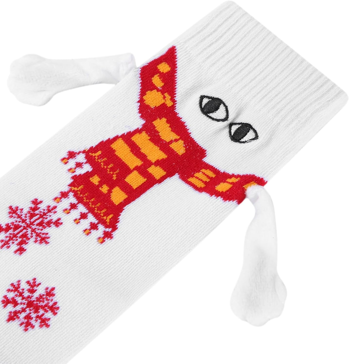 2 Pairs Magnetic Hand Holding Socks for Couples, Cute Novelty Socks That Hold Hands When Close, Funny Mid-Tube Magnet Couple Socks for Valentine's Day & Anniversary, Creative Gag Gift for Men & Women