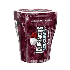 6x Ice Breakers Cubes Black Cherry Sugar Free Breath Mints - Fruity Chewing Gum Snack Candy Pocket Pack 40ct