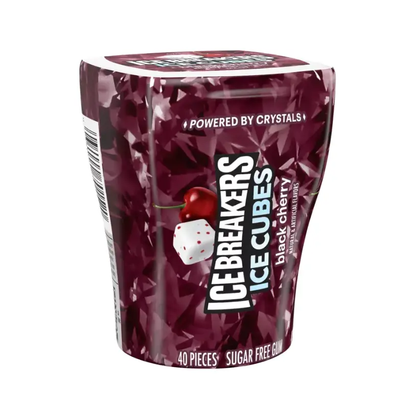 2x Ice Breakers Cubes Black Cherry Flavor Sugarless Chewing Gum - Food and Snacks Pocket Pack, 40ct Breath Mints, Sugar Free, 40 Pieces, Healthier Choice