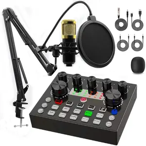 V8S DJ Mixer Audio Mixer Board, Professional External Live Sound Card with Voice Changer Multiple Sound Effects, Portable USB Audio Mixer for Live Streaming Podcasting Gaming Singing Home KTV YouTube TikTok