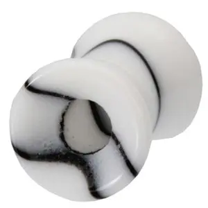 2 Gauge Black & White Marble UV Hollow Ear Tunnel