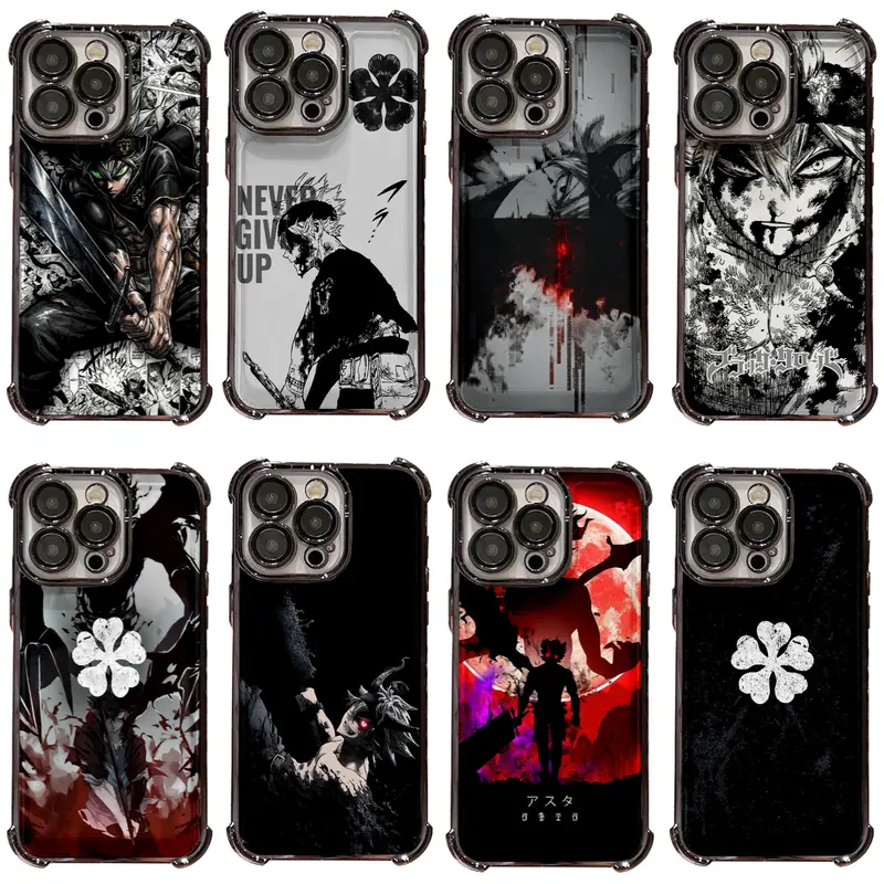 Anime Black Clover Cool Five-leaf Clover Pattern Phone Case for IPhone 18 17 16 15 14 13 12 11 Pro Max Air Plus Anti Fall Matte Protective Drop-proof Gift Unique Design