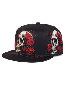 2026 New Fashion Flat brimmed Hat Printed Skeleton Personalized Print Fitted Baseball Hat Street Creative Hip Hop Hat Outdoor Sports Skateboarding Hat Daily Life Commuting Decorative Hat Male Female Casual Sunshade Hat Statement Cap
