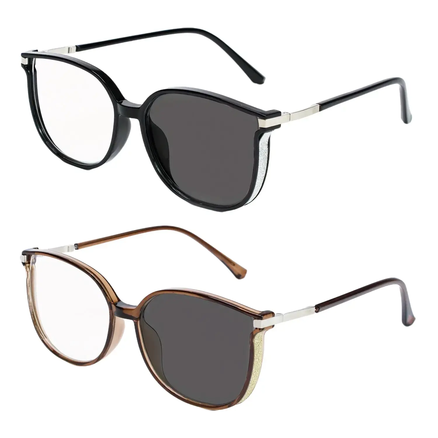 2-Pair High-End Large-Frame Stylish Readers, Delicate Glitter, Starry Sky Design, Unisex Reading Glasses