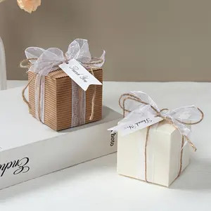 12Pcs Specialty Paper Gift Boxes+12Pcs Labels,Party Box Packs,Ribbon Square Specialty Paper Gift Packing Boxes(Labels Included),Wedding Specialty Paper Favor Boxes,Wedding Bride Party Decorations,Birthday Party Supplies,Baby Shower Party Decor