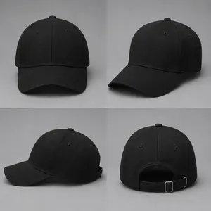 Blank Black Baseball Cap Adjustable Unisex | Classic Plain Dad Hat for Custom Embroidery & Printing
