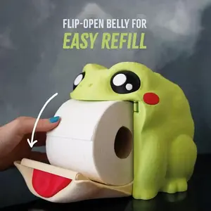 3D Frog Tissue Box with Flip Lid & Googly Eyes - Durable Plastic Freestanding Storage, Non-Adhesive & Easy to Clean, Green with Red Cheeks Humorous Home Decor
