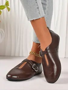 Women's French Style Flat Shoes, Comfortable Slip-On Casual Footwear, Trendy Fairy Fashion Sneakers for Daily Wear, Pu Leather Loafers