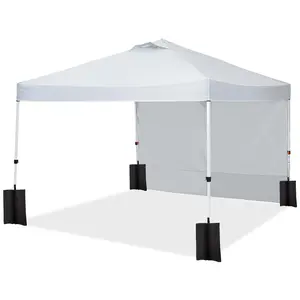 GARVEE 10x10 Pop Up Canopy with Side Wall, Beach Tent with One Push Setup, Waterproof Outdoor Beach Canopy, Pop-Up Sun Shelter Canopy with Wheeled Bag for Parties, Beach, Outdoor, White