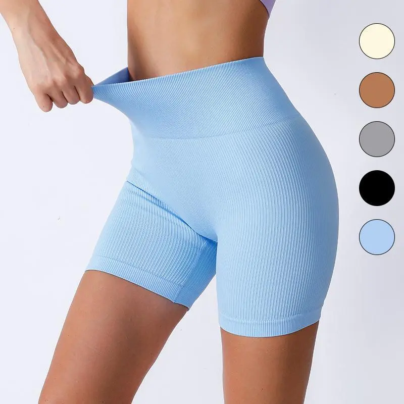 Seamless Thread Yoga Shorts 3'' Quick-Dry High-Waisted Compression Bike Shorts for Women Gym Running Cycling No-VPL Support