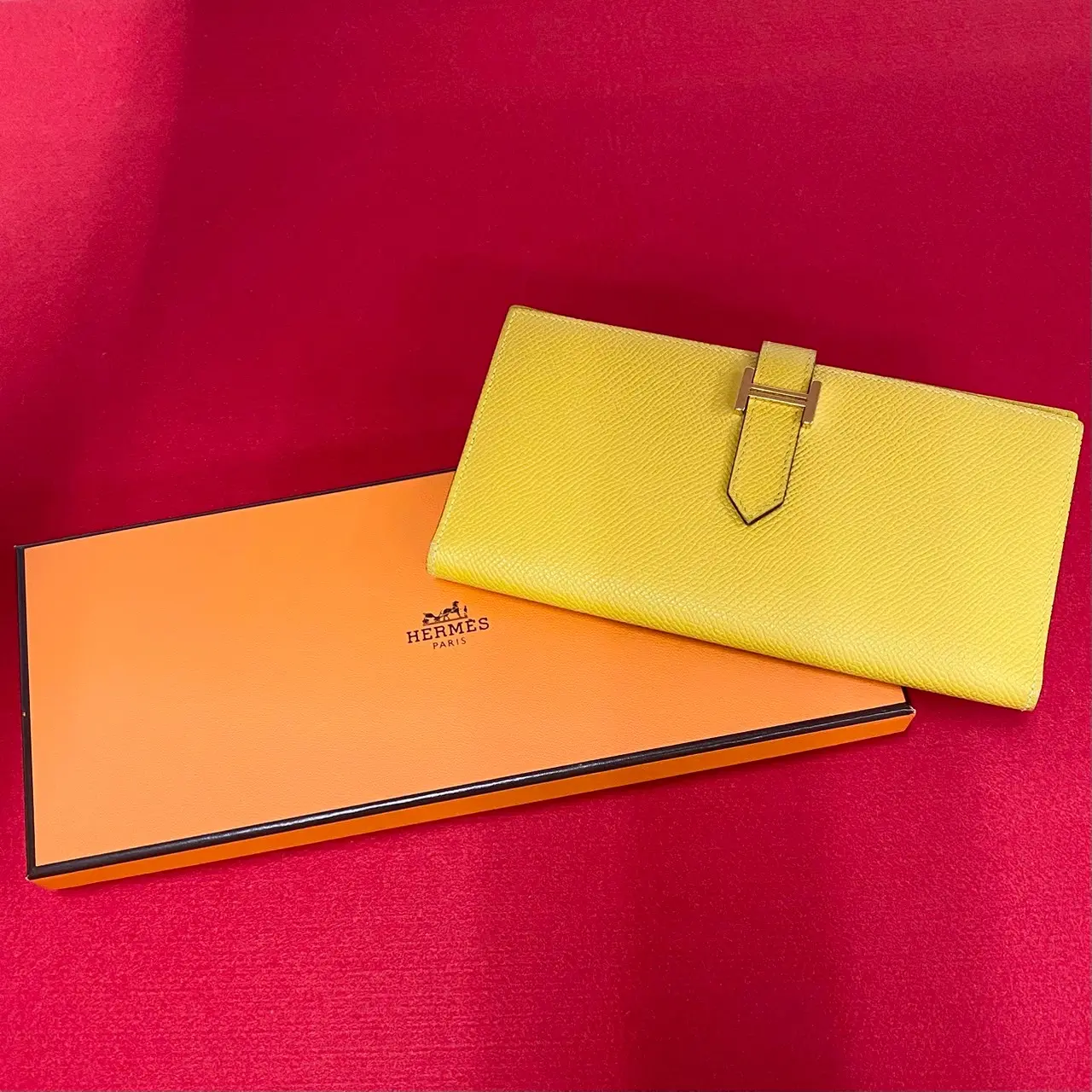 Pre-owned HERMÈS Calfskin Small Leather Goods Hermes Bearn Soufflet Epsom Wallet
